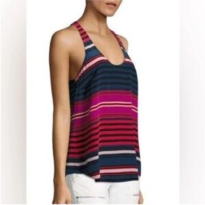 Joie Striped Racerback Tank in Navy and Fuchsia